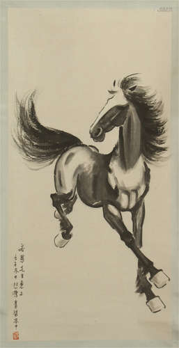 CHINESE SCROLL PAINTING OF HORSE