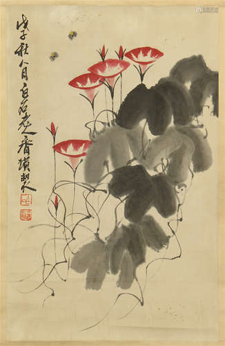 CHINESE SCROLL PAINTING OF FLOWER