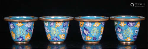 FOUR CHINESE CLOISONNE FLOWER PLANTERS