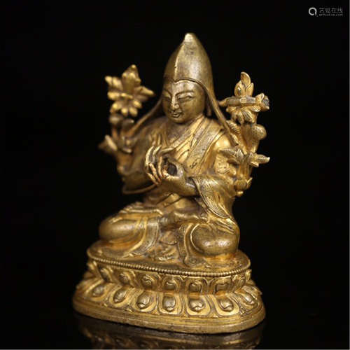 TIBETAN GILT BRONZE SEATED TSONGKSPHA