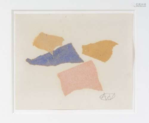 André van der Vossen (1893-1963)Nieuwjaarswens 1956; collage op papier; 12 x 15 cm.; gesign. l.o. en