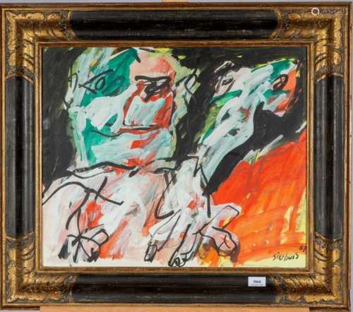 Jan Sierhuis (geb. 1928)Compositie met figuur; gouache; 50 x 60 cm.; gesign. r.o., '67; 11200