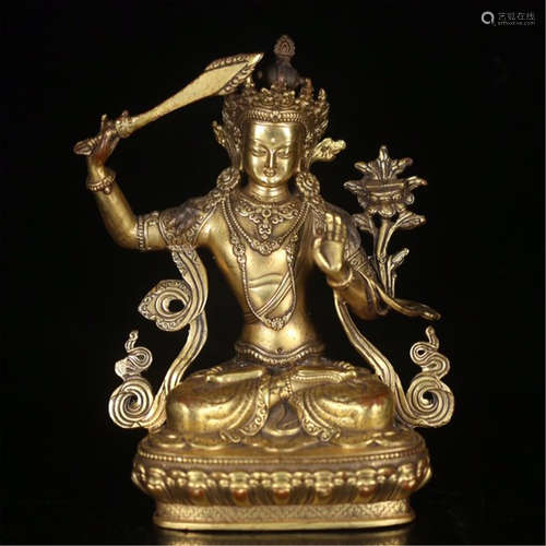 TIBETAN GILT BRONZE SEATED BUDDHA