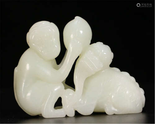 CHINESE CELADON MONKEY AND PEACH