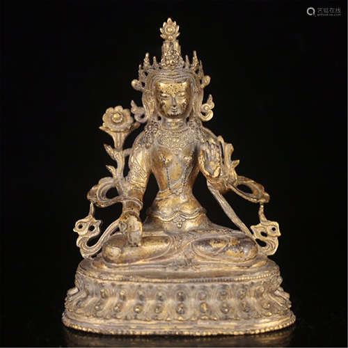 TIBETAN GILT BRONZE SEATED TARA