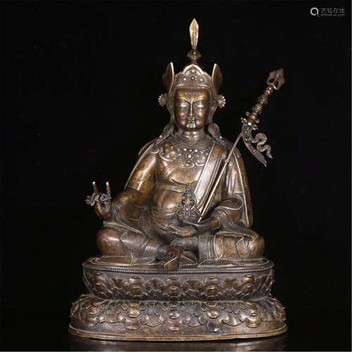 TIBETAN BRONZE SEATED GURU