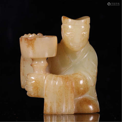 CHINESE ANCIENT JADE FIGURE TABLE ITEM