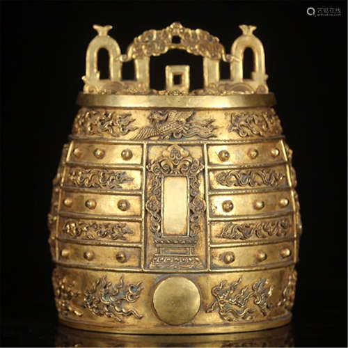 CHINESE GILT BRONZE RITAL BELL