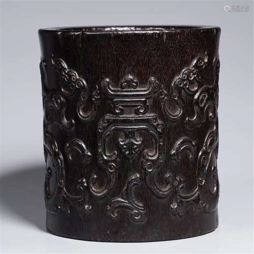 CHINESE HARDWOOD ZITAN BRUSH POT