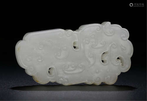 CHINESE WHITE JADE BEAST PLAQUE