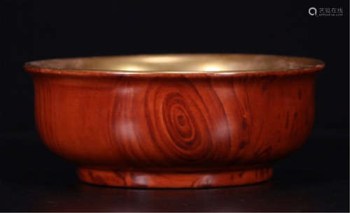 CHINESE PORCELAIN WOOD-IMMATED GLAZE BOWL