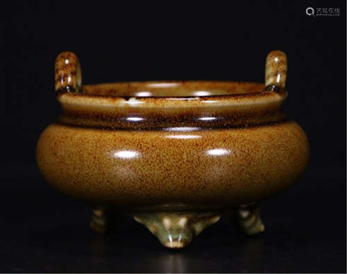 CHINESE PORCELAIN YELLOW GLAZE CENSER