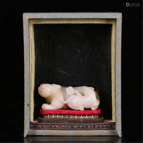 CHINESE WHITE JADE COUCHING OX