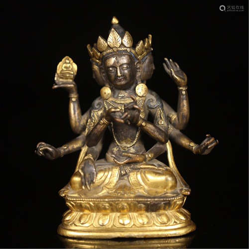 TIBETAN GILT BRONZE SEATED TARA