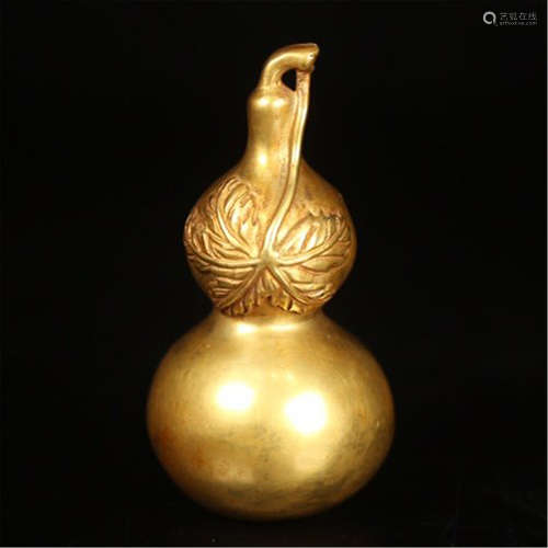 CHINESE GILT BRONZE GOURD VASE