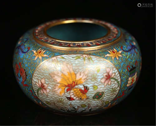 CHINESE CLOISONNE FLOWER WATER POT