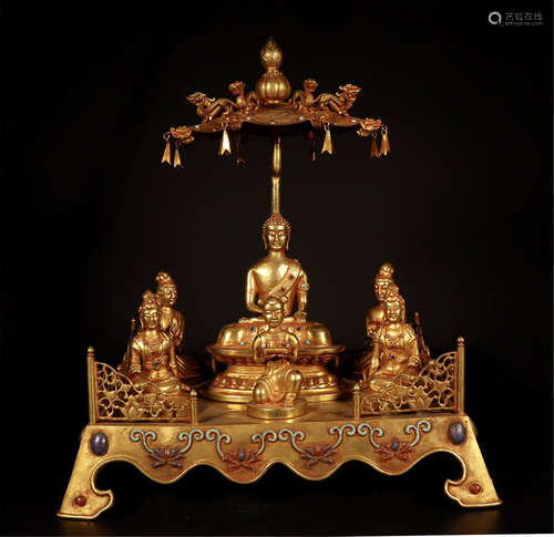 CHINESE GILT BRONZE SEATED BUDDHA