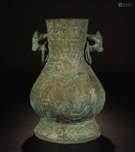 CHINESE ANCIENT BRONZE ZUN VASE