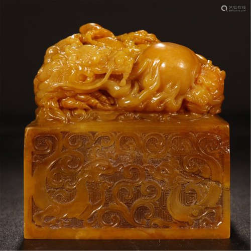 CHINESE SOAPSTONE TIANHUANG BEAST SEAL