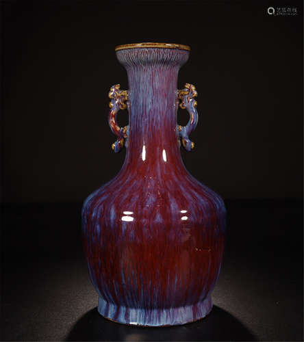 CHINESE PORCELAIN JUN WARE RED GLAZE VASE