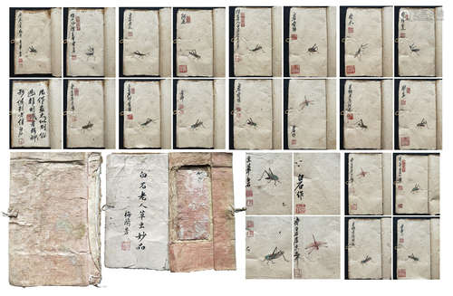 TWEENTY PAGES OF CHINESE ALBUM PAINTING OF INSECT