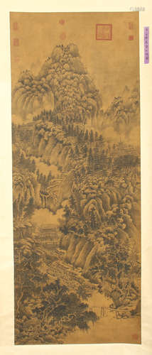 CHINESE SCROLL PAINTING OF MOUNTAIN VIEWS