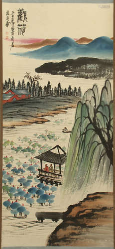 CHINESE SCROLL PAINTING OF RIVER VIEWS