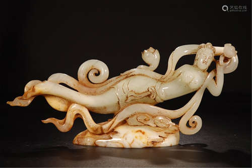 CHINESE ANCIENT JADE FLYING BEAUTY