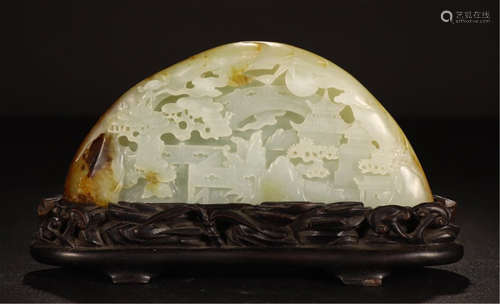 CHINESE CELADON JADE SCHOLAR ROCK