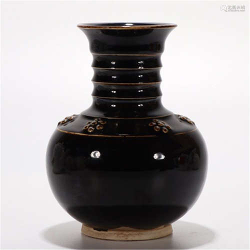 CHINESE PORCELAIN DING WARE BLACK GLAZE VASE