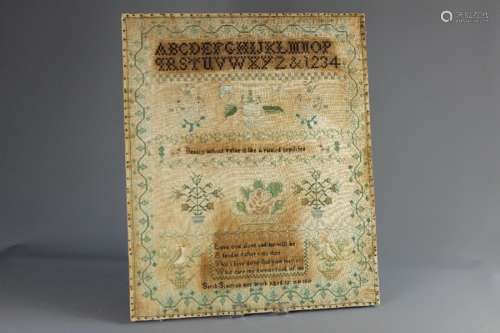 A George III Sampler, by Sarah Simpson, aged 12 dated 1810, approx 54 x 65 cms