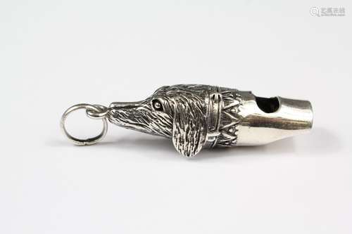 A Silver Whistle, in the form of a dog, approx 40 mm l