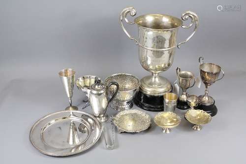 A Collection of Silver Plate; the collection includes items of Jane Kidd equestrian interest, including a large trophy presented by Colonel Sir Mike Ansell  