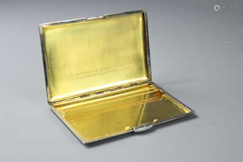 A Silver and 9ct Gold Inlaid Cigarette Case, London hallmark, dated 1962, mm Padgett & Braham, approx 9 x 13