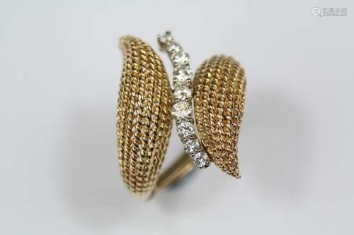 A Lady's 14ct Yellow Gold and Diamond Cocktail Ring