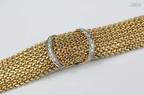 A Lady's Art Deco 14ct Yellow Gold and Diamond Genève Bracelet Cocktail Watch