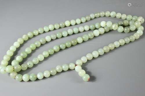 A Long Jade Necklace, approx 86 cms l