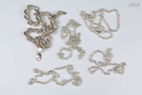 Four Contemporary Italian Silver Necklaces