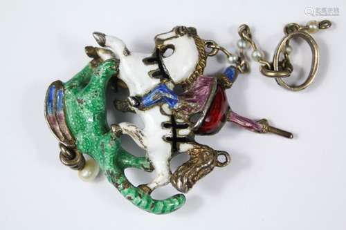 Austro-Hungarian St George White Metal and Enamel Pendant, circa 1880, approx 10 gms