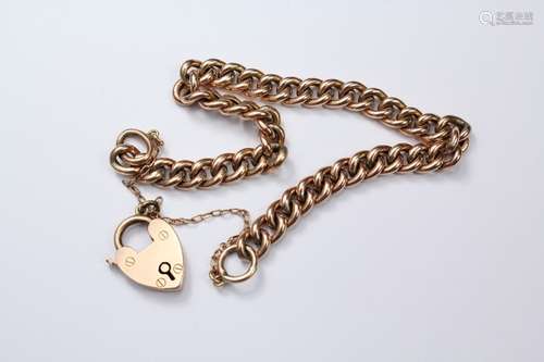 A 15ct Yellow Gold Bracelet, having a 15ct heart-shaped clasp, approx 24