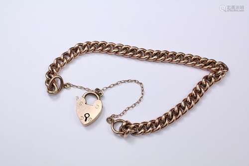 A 9ct Rose Gold Bracelet, having a heart-shaped clasp, approx 9 gms