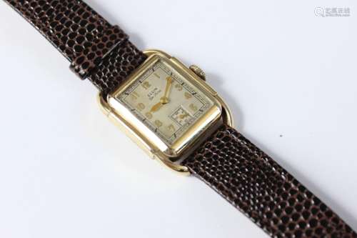 A Gent's Gold-plated Elgin Wrist Watch; the watch having silvered numeric face with subsidiary dial