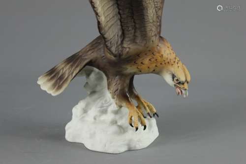 Royal Dux Model of an Eagle; the eagle alighting on a rocky crag, marks to base, including the pink triangle, approx 47 cms h