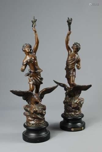 Two Bronze-Effect Figurines, modelled in the classical style, approx 47 cms h