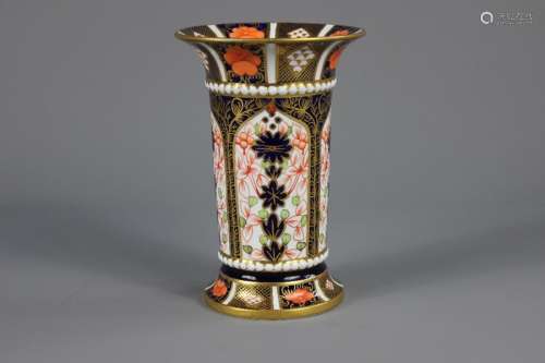 A Royal Crown Derby Pillar Vase, Imari pattern, factory marks to base, approx