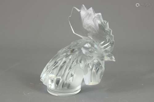 A Lalique Cockerel Car Mascot, small chip evident to the comb, approx 18 cms