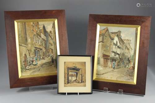 Two Late 19th Century Watercolours, depicting Street Scenes, both signed lower right H