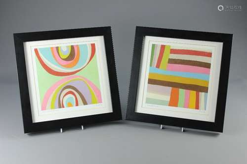 A Pair of offset lithographs, titled Colour Experiment No 28 and Colour Pattern No 4 after original artwork by artist “d Van B”