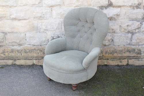 A Nursing Chair, with celadon upholstery