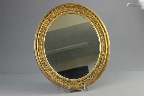 Antique Oval Mirror; in gilt frame, approx 44 x 37 cms